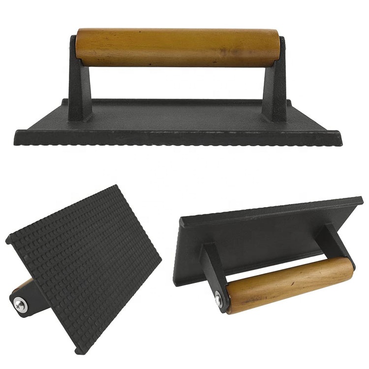 CAST IRON GRILL PRESS-STEAK MEAT PRESS, MEAT PLATTENER, BACON PRESS, SMASH BURGER PRESS FOR GRIDDLE