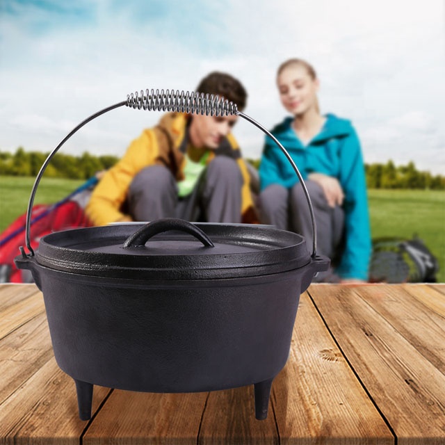 Durable Cast Iron Camp Dutch Oven for Outdoor Cooking