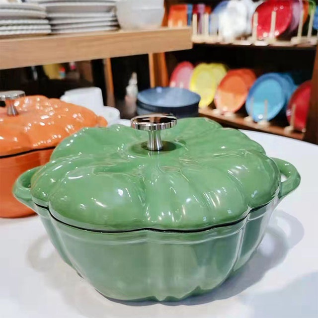 Pumpkin Shaped Cast Iron Dutch Oven - Fall & Holiday Cookware