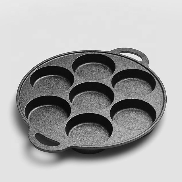 7 Hole Egg Pan - Iron Cookware, Even Heat, Induction Safe