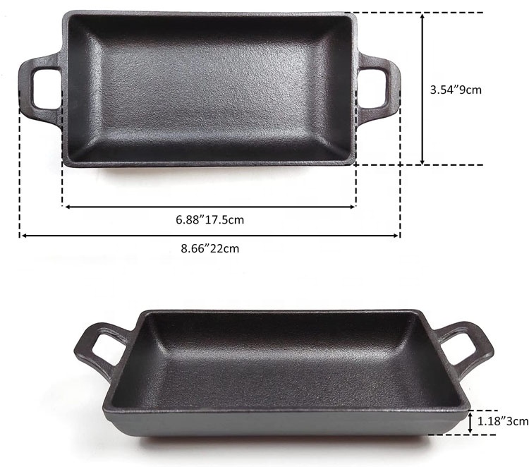 Cast Iron Rectangle Pan: Sear, Grill & Fry with Even Heat.