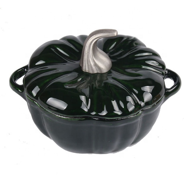 Factory Supply Enamel Cast Iron Stock Pot Pumpkin Shaped Casserole