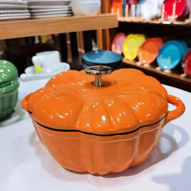 Pumpkin Shaped Cast Iron Dutch Oven - Fall & Holiday Cookware