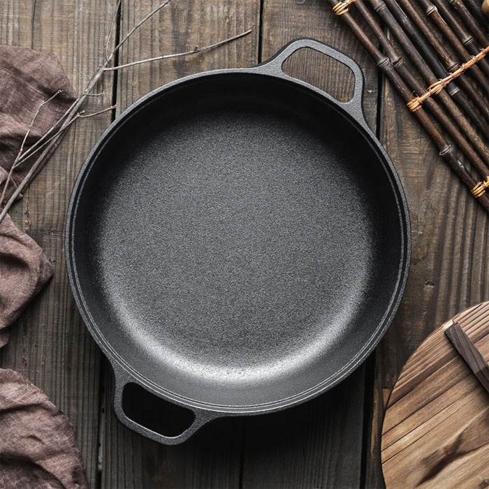 Cast Iron Dual Handle Pan – Pre-Seasoned, Oven Safe
