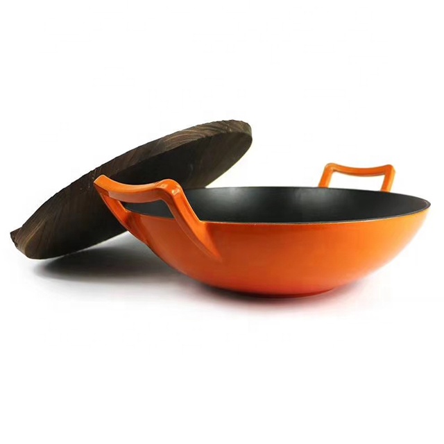 Enamel Cast Iron Wok: Safe, Durable & Non-Stick Cooking