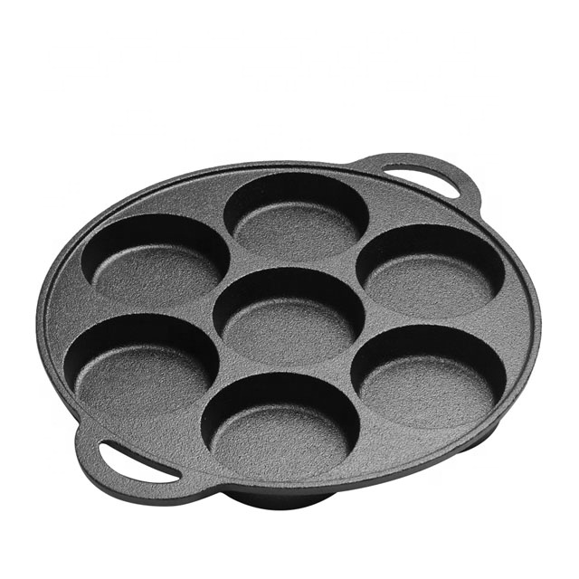 7 Hole Egg Pan - Iron Cookware, Even Heat, Induction Safe