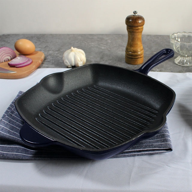 Premium Grill Pan with Wooden Handle | Perfect Sear, Easy Grip