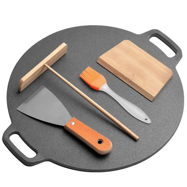 Pre-seasoned 30/36CM Pizza Tray Fry Pan Baking Tray Non Stick Frying Pans Cast Iron CLASSIC Durable Color Box +master Carton