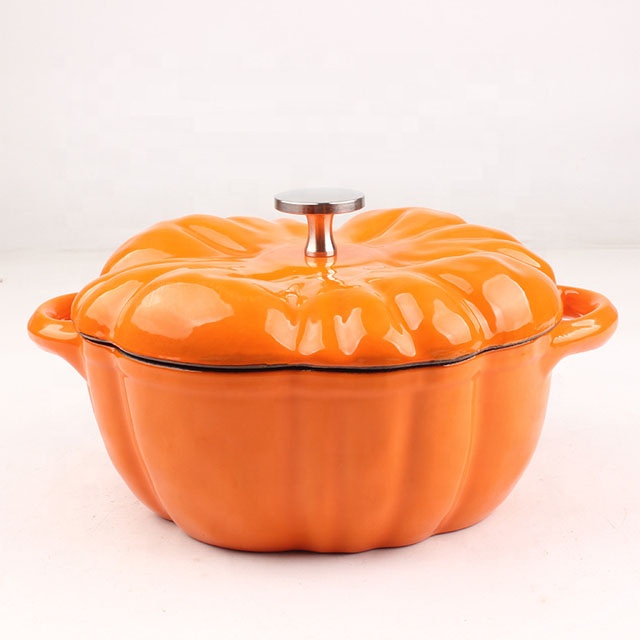Pumpkin Shaped Cast Iron Dutch Oven - Fall & Holiday Cookware