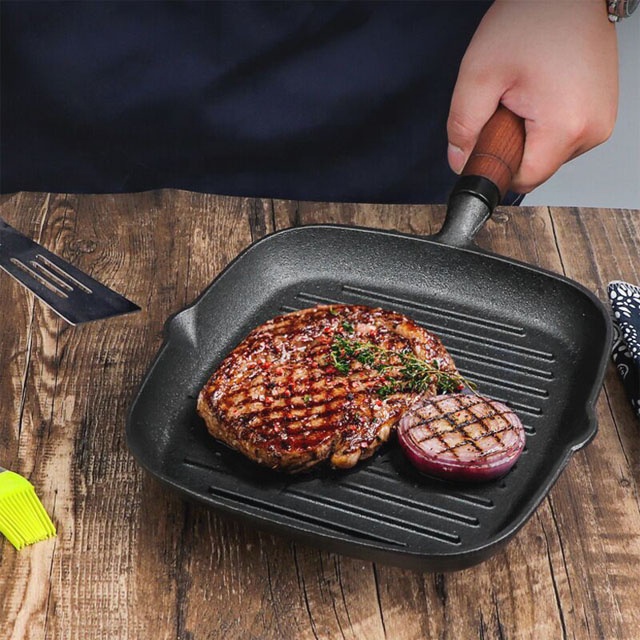 Sear & Grill with Our Square Cast Iron Grill Pan | Even Heat
