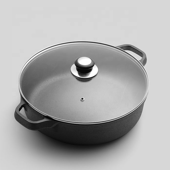 Cast Iron Dual Handle Pan – Pre-Seasoned, Oven Safe