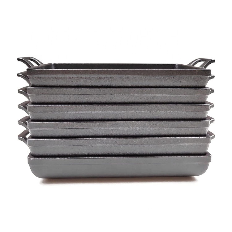 Cast Iron Rectangle Pan: Sear, Grill & Fry with Even Heat.
