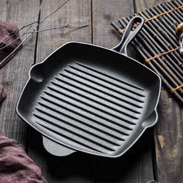 Premium Grill Pan with Wooden Handle | Perfect Sear, Easy Grip