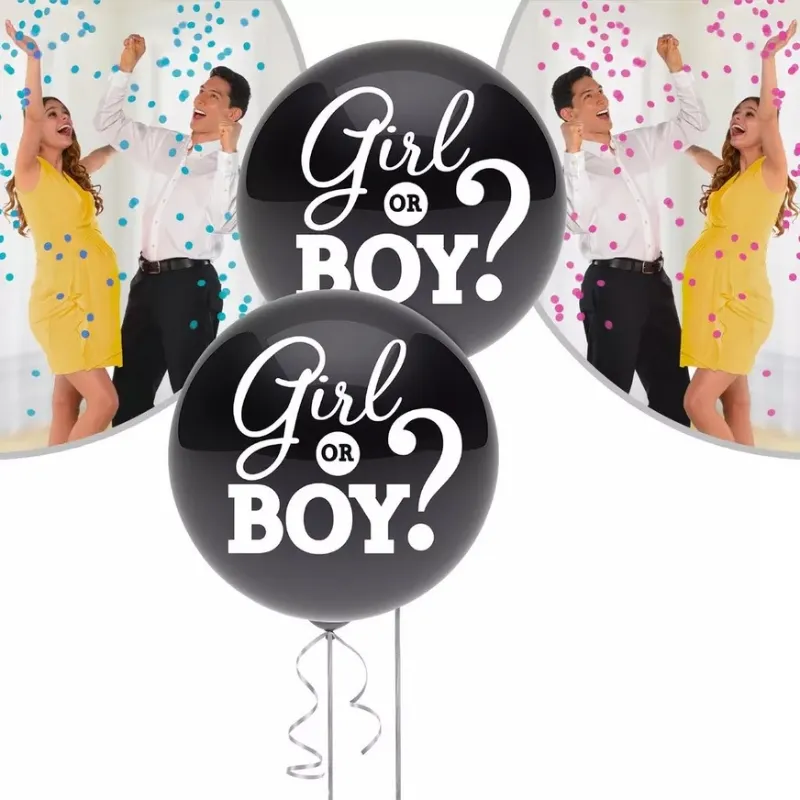 Gender Reveal Balloon with Confetti – 36in Black, Easy Pop