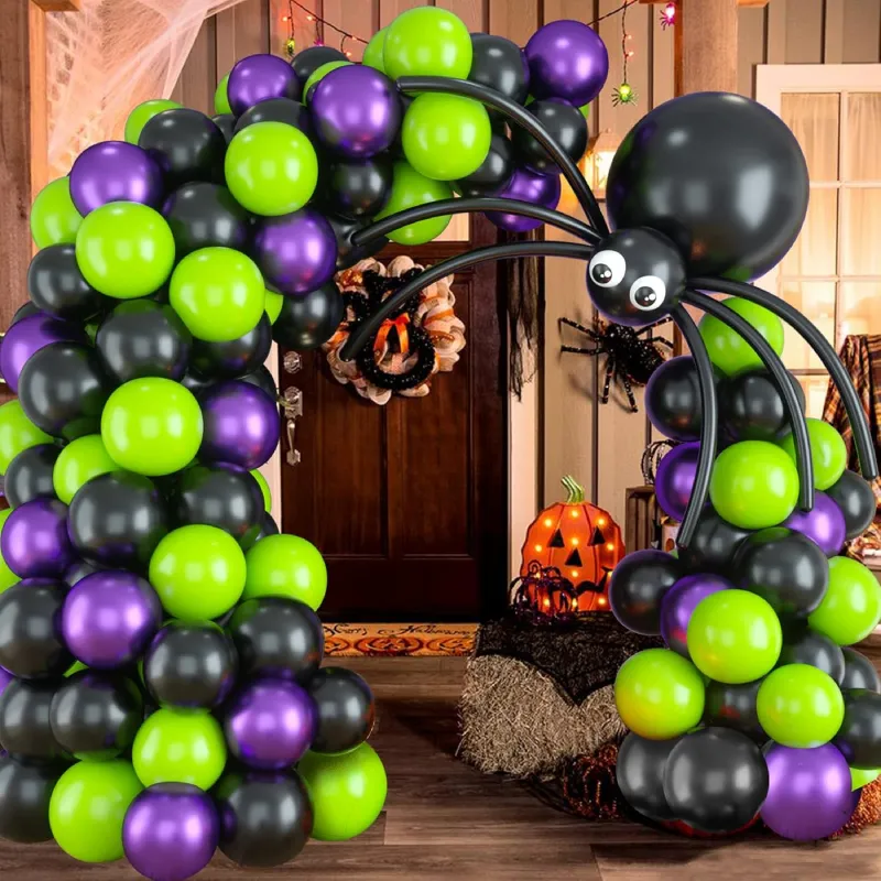 black and orange halloween balloons