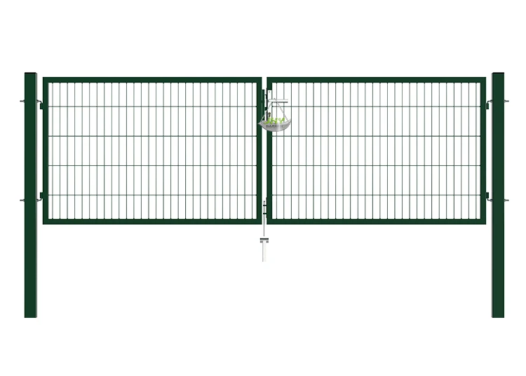 2D MESH FENCING GARDEN GATES WIDTH 300CM & HEIGHT 100CM GREEN & GREY SQUARE POST & FRAME