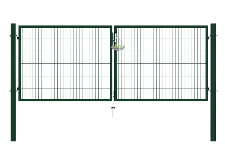 2D MESH FENCING GARDEN GATES WIDTH 300CM & HEIGHT 120CM GREEN & GREY SQUARE POST & FRAME