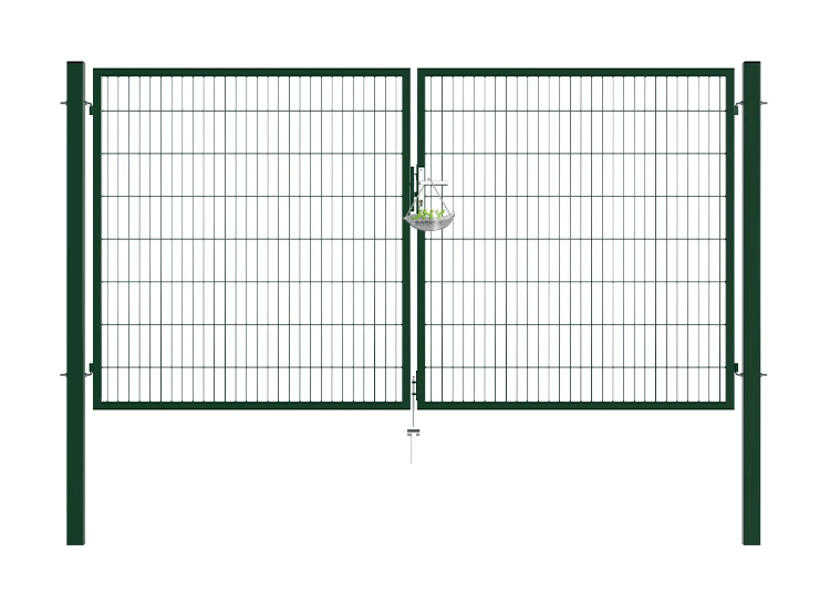 2D MESH FENCING GARDEN GATES WIDTH 300CM & HEIGHT 160CM GREEN & GREY SQUARE POST & FRAME