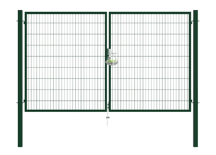 2D MESH FENCING GARDEN GATES WIDTH 300CM & HEIGHT 180CM GREEN & GREY SQUARE POST & FRAME