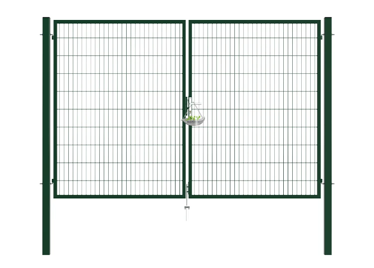 2D MESH FENCING GARDEN GATES WIDTH 300CM & HEIGHT 200CM GREEN & GREY SQUARE POST & FRAME