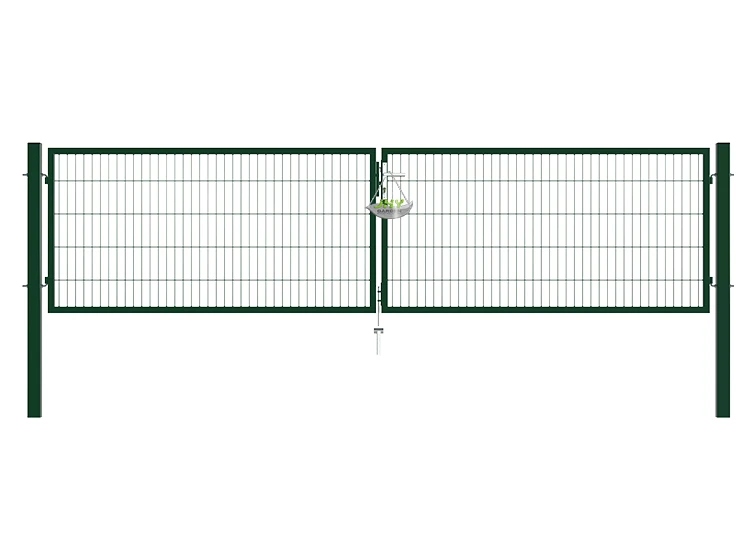 2D MESH FENCING GARDEN GATES WIDTH 400CM & HEIGHT 100CM GREEN & GREY SQUARE POST & FRAME