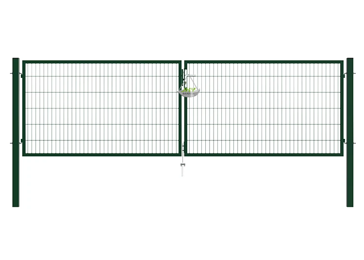 2D MESH FENCING GARDEN GATES WIDTH 400CM & HEIGHT 120CM GREEN & GREY SQUARE POST & FRAME
