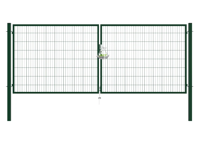 2D MESH FENCING GARDEN GATES WIDTH 400CM & HEIGHT 160CM GREEN & GREY SQUARE POST & FRAME