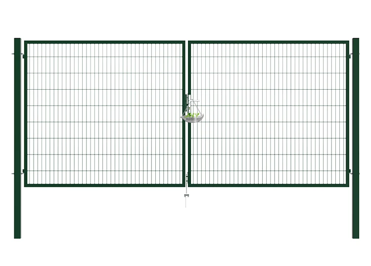 2D MESH FENCING GARDEN GATES WIDTH 400CM & HEIGHT 180CM GREEN & GREY SQUARE POST & FRAME