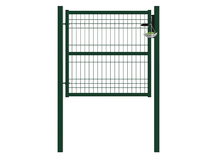 3D FENCING GARDEN GATE WIDTH 100CM & HEIGHT 100CM GREEN & GREY SQUARE POST & FRAME