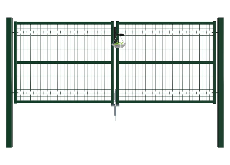 3D FENCING GARDEN GATE WIDTH 300CM & HEIGHT 120CM GREEN & GREY SQUARE POST & FRAME