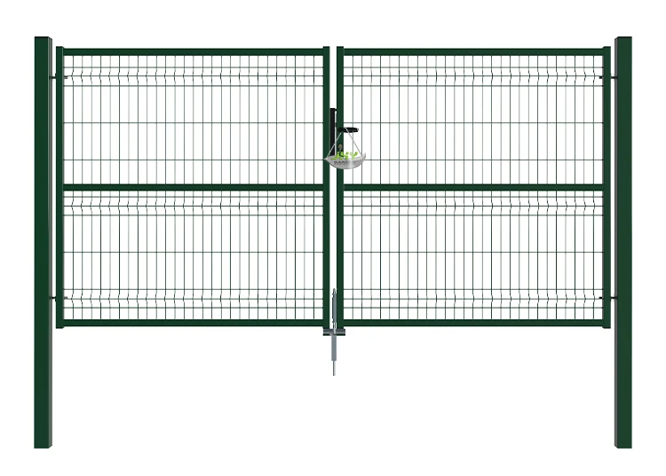 3D FENCING GARDEN GATE WIDTH 300CM & HEIGHT 150CM GREEN & GREY SQUARE POST & FRAME