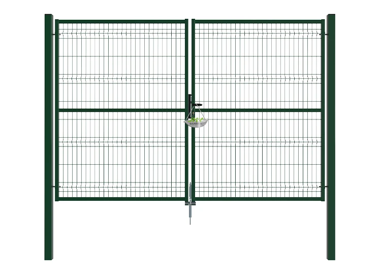 3D FENCING GARDEN GATE WIDTH 300CM & HEIGHT 200CM GREEN & GREY SQUARE POST & FRAME