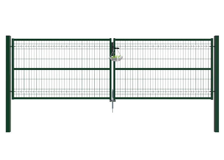 3D FENCING GARDEN GATE WIDTH 400CM & HEIGHT 120CM GREEN & GREY SQUARE POST & FRAME