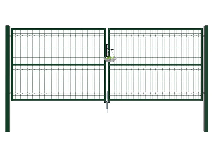 3D FENCING GARDEN GATE WIDTH 400CM & HEIGHT 150CM GREEN & GREY SQUARE POST & FRAME