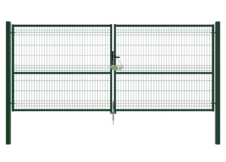 3D FENCING GARDEN GATE WIDTH 400CM & HEIGHT 170CM GREEN & GREY SQUARE POST & FRAME