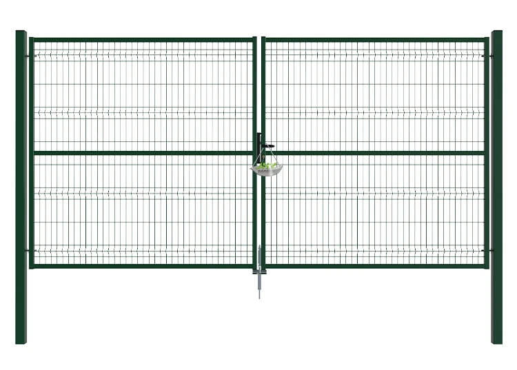 3D FENCING GARDEN GATE WIDTH 400CM & HEIGHT 200CM GREEN & GREY SQUARE POST & FRAME