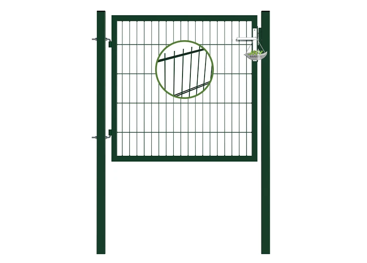 6/5/6 2D MESH FENCING GARDEN GATES WIDTH 100CM & HEIGHT 100CM GREEN & GREY SQUARE POST & FRAME