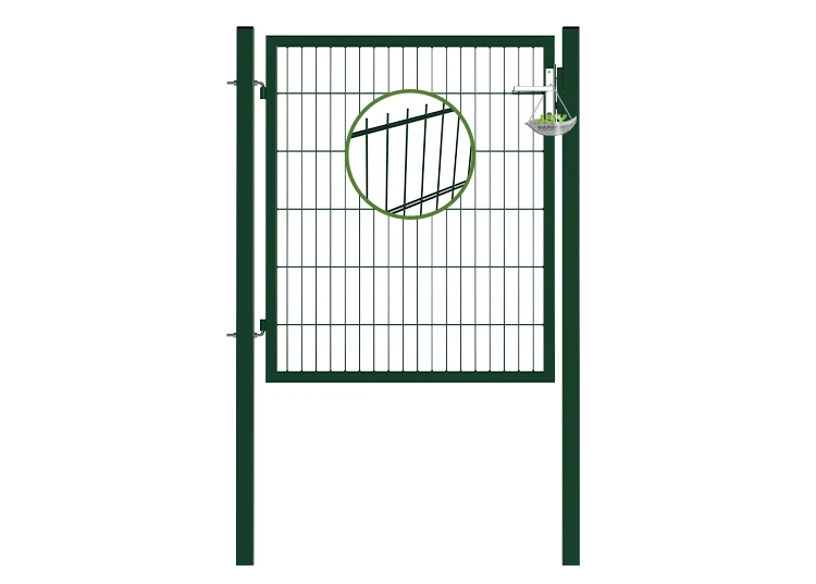6/5/6 2D MESH FENCING GARDEN GATES WIDTH 100CM & HEIGHT 120CM GREEN & GREY SQUARE POST & FRAME