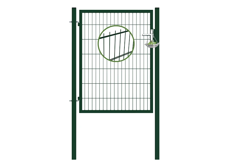 6/5/6 2D MESH FENCING GARDEN GATES WIDTH 100CM & HEIGHT 140CM GREEN & GREY SQUARE POST & FRAME