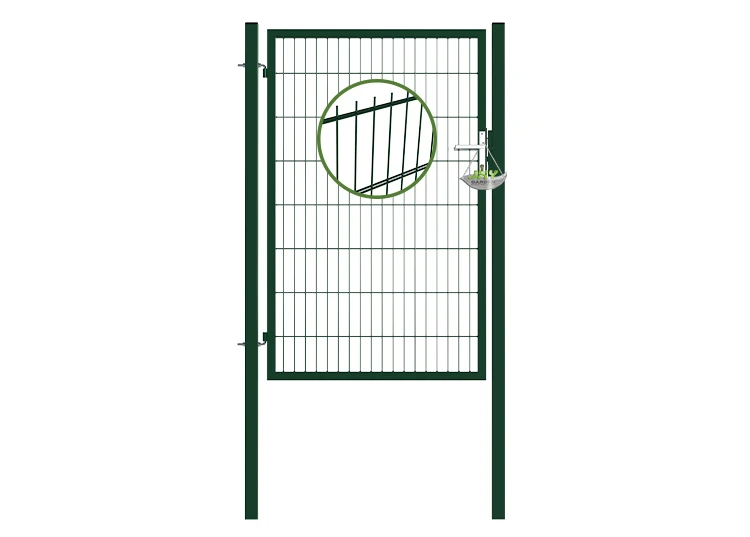 6/5/6 2D MESH FENCING GARDEN GATES WIDTH 100CM & HEIGHT 160CM GREEN & GREY SQUARE POST & FRAME