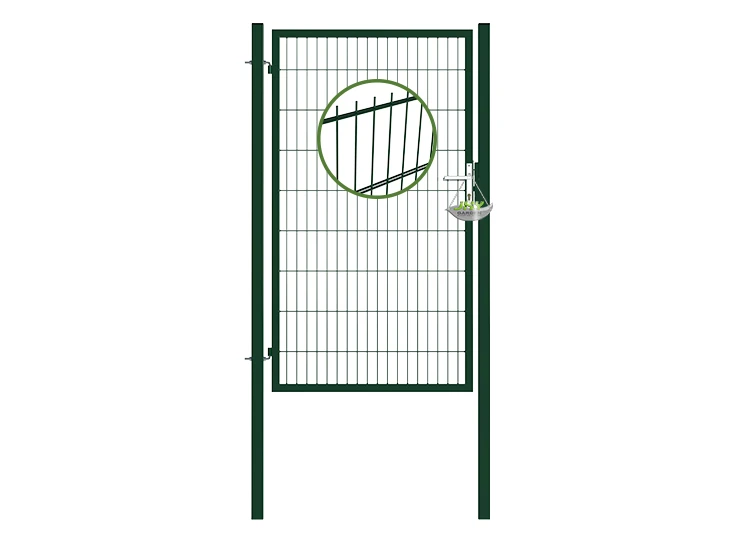 6/5/6 2D MESH FENCING GARDEN GATES WIDTH 100CM & HEIGHT 180CM GREEN & GREY SQUARE POST & FRAME