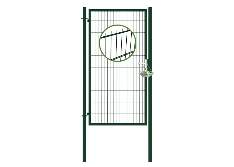 6/5/6 2D MESH FENCING GARDEN GATES WIDTH 100CM & HEIGHT 200CM GREEN & GREY SQUARE POST & FRAME