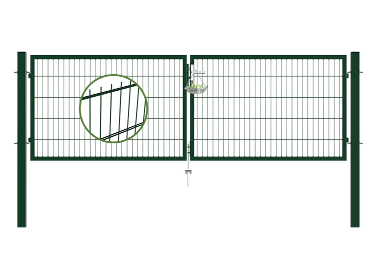 6/5/6 2D MESH FENCING GARDEN GATES WIDTH 300CM & HEIGHT 100CM GREEN & GREY SQUARE POST & FRAME