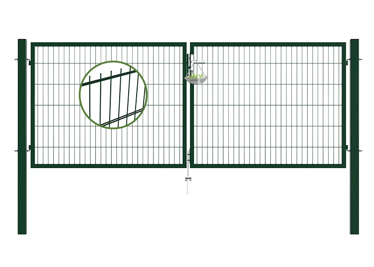 6/5/6 2D MESH FENCING GARDEN GATES WIDTH 300CM & HEIGHT 120CM GREEN & GREY SQUARE POST & FRAME