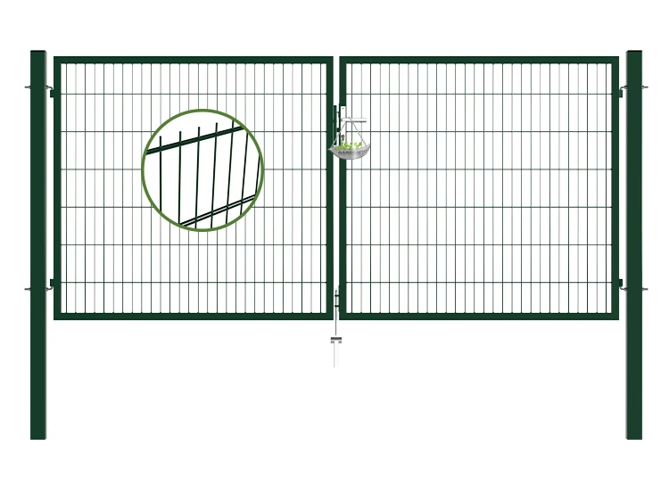 6/5/6 2D MESH FENCING GARDEN GATES WIDTH 300CM & HEIGHT 140CM GREEN & GREY SQUARE POST & FRAME