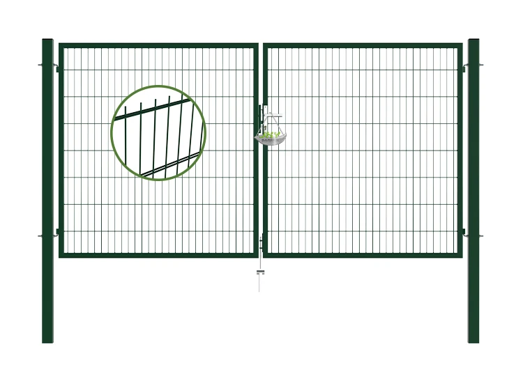 6/5/6 2D MESH FENCING GARDEN GATES WIDTH 300CM & HEIGHT 160CM GREEN & GREY SQUARE POST & FRAME
