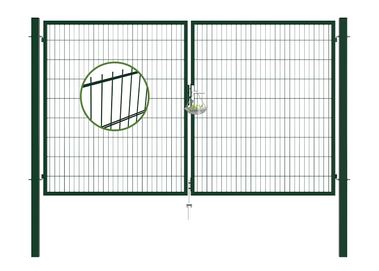 6/5/6 2D MESH FENCING GARDEN GATES WIDTH 300CM & HEIGHT 180CM GREEN & GREY SQUARE POST & FRAME