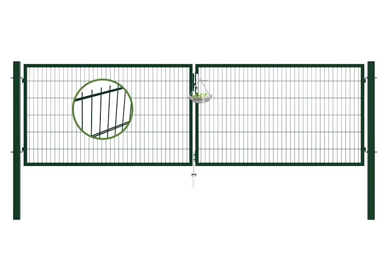 6/5/6 2D MESH FENCING GARDEN GATES WIDTH 400CM & HEIGHT 120CM GREEN & GREY SQUARE POST & FRAME