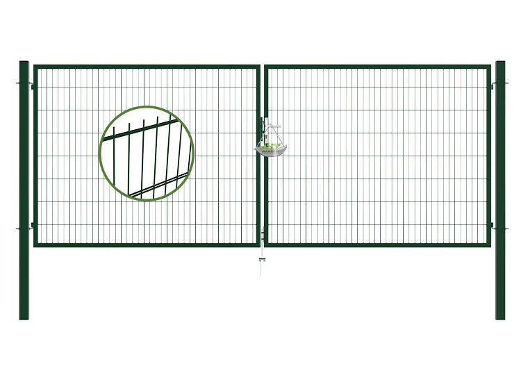 6/5/6 2D MESH FENCING GARDEN GATES WIDTH 400CM & HEIGHT 160CM GREEN & GREY SQUARE POST & FRAME
