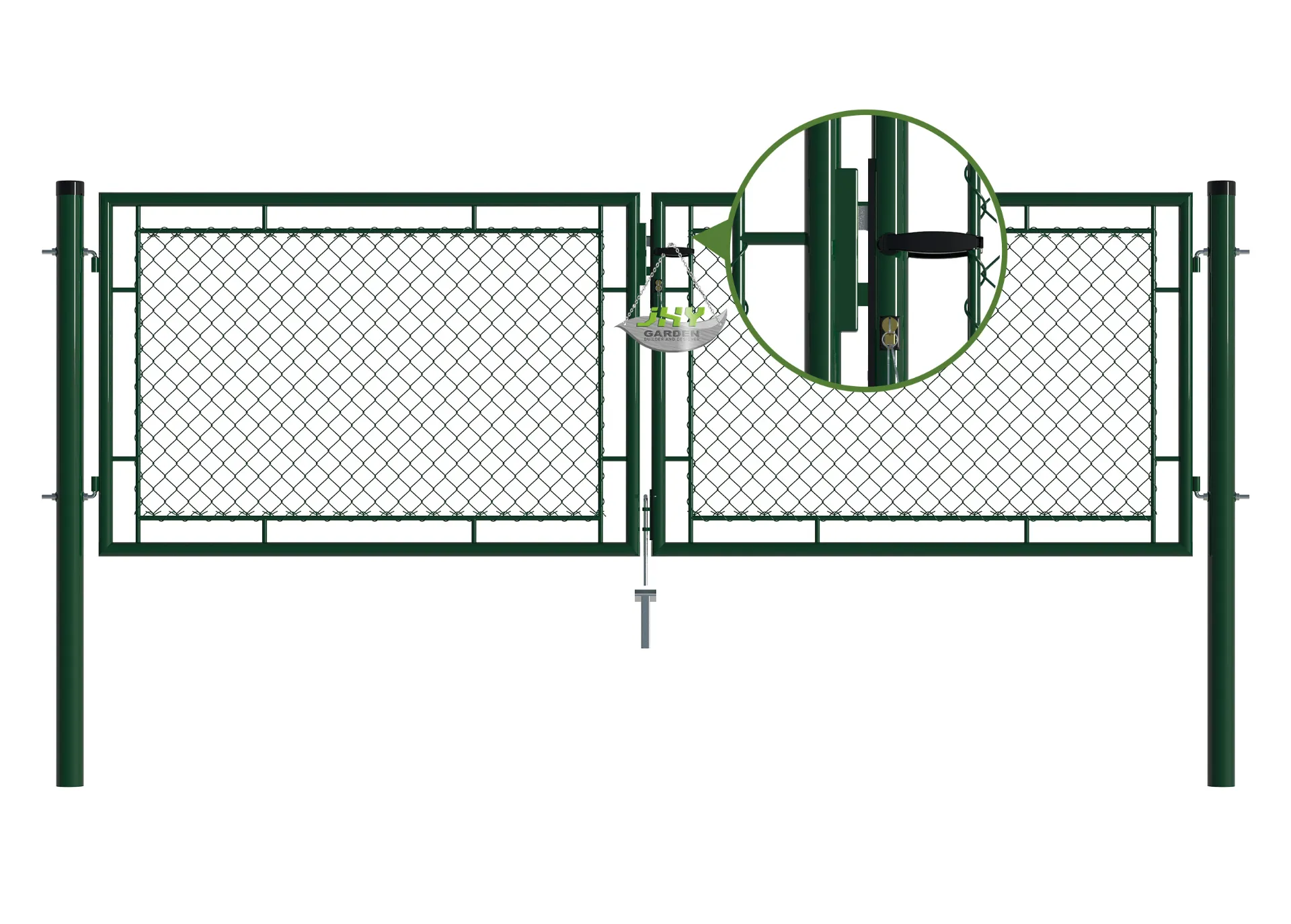 Chain Link Fence Garden Gate 3000×1000mm lock.webp1